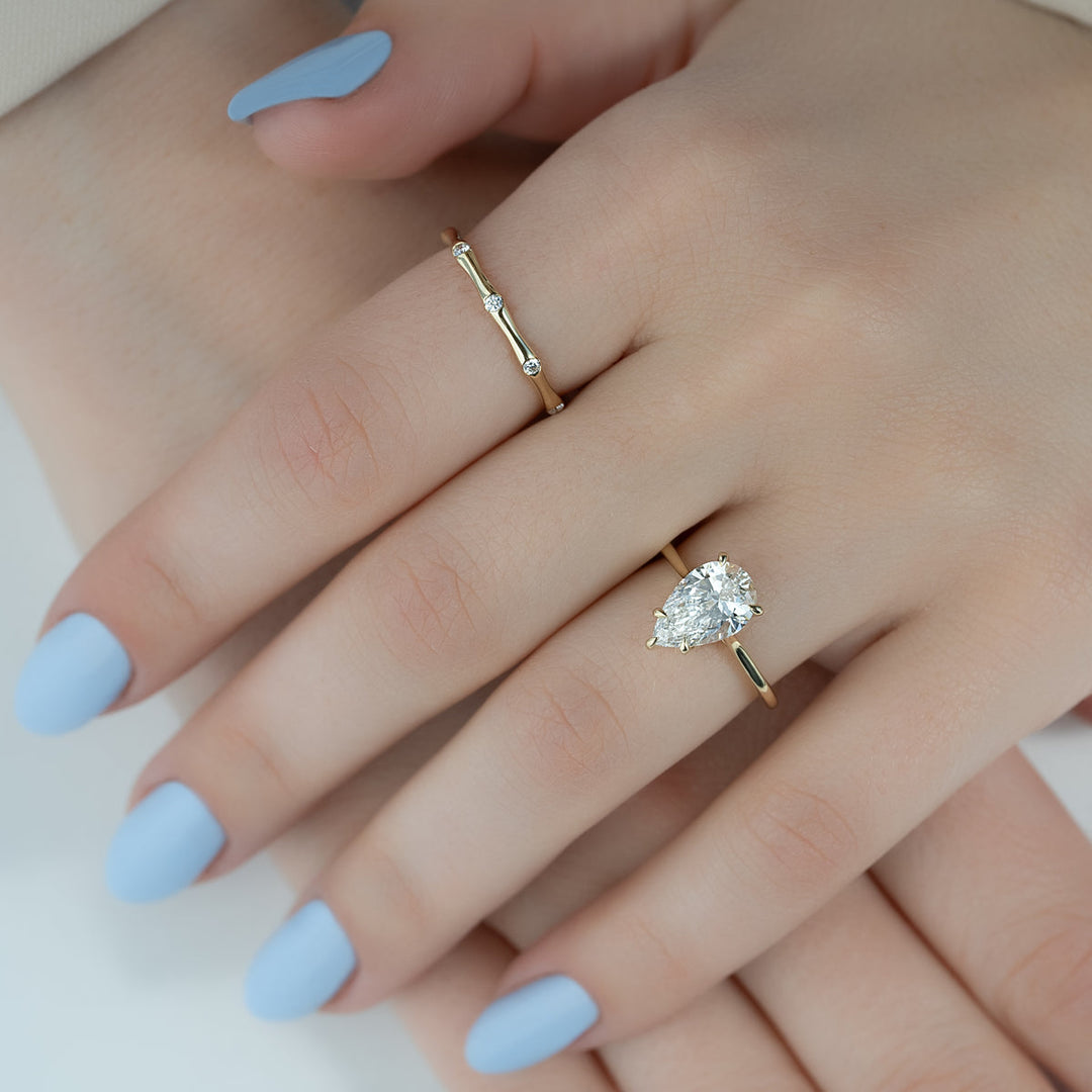 1.50-3.50  CT Pear  Lab Grown Diamond Solitaire Engagement Ring