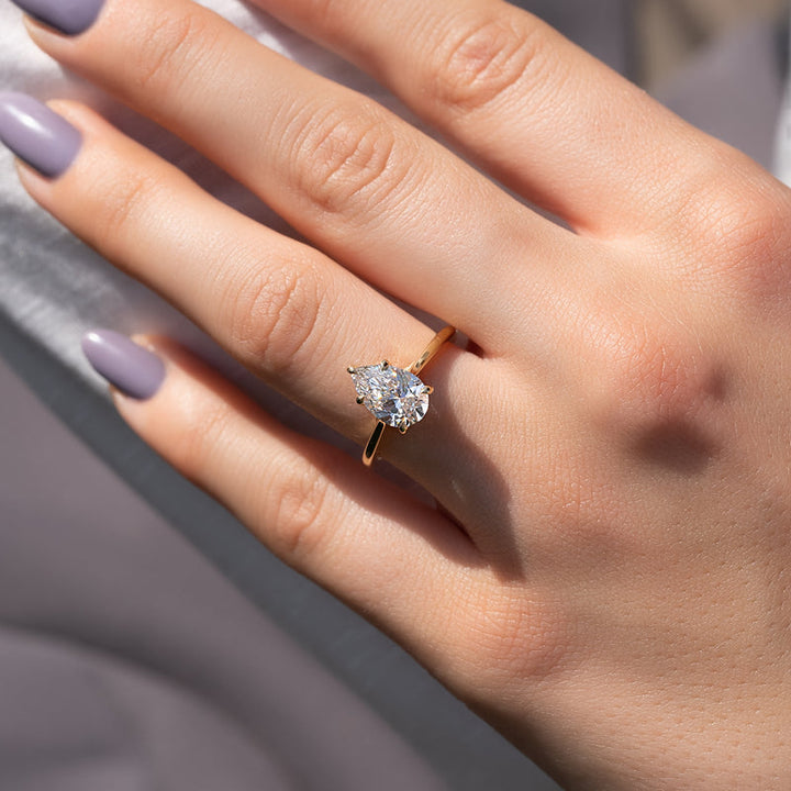 1.50-3.50  CT Pear  Lab Grown Diamond Solitaire Engagement Ring