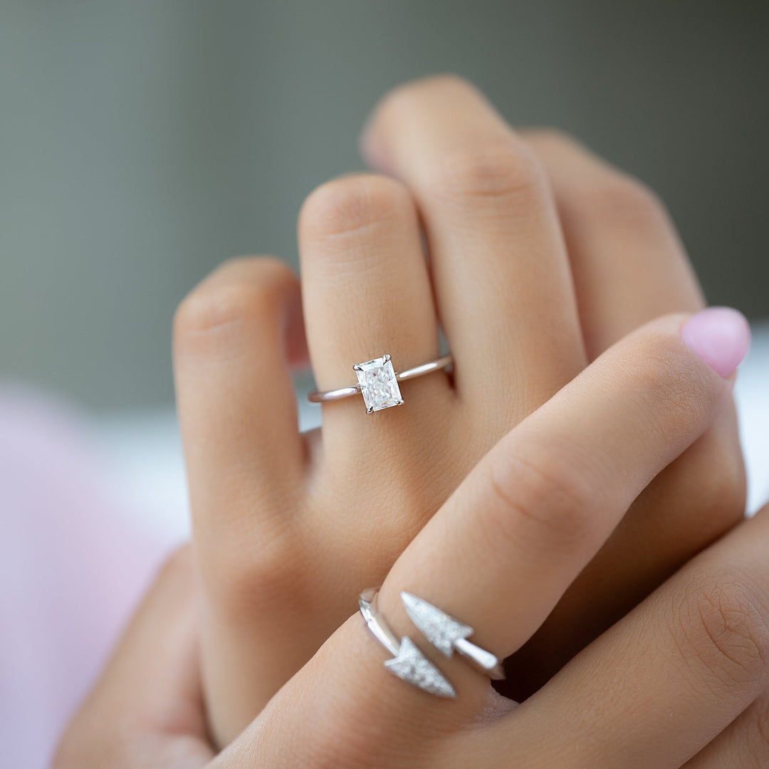 1.0-3.0 CT Radiant  Lab Grown Diamond Solitaire Engagement Ring