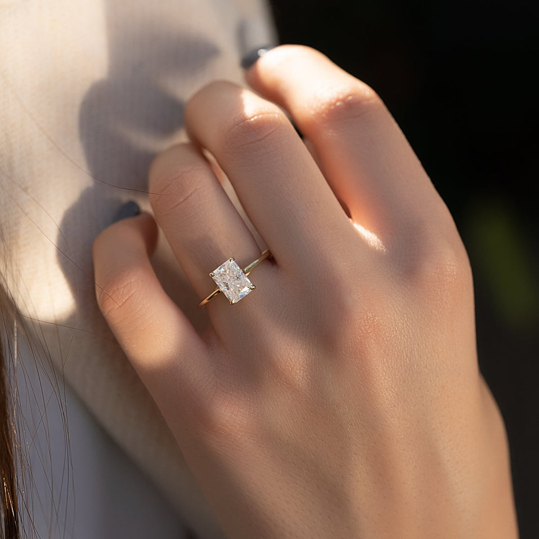 1.0-3.0 CT Radiant  Lab Grown Diamond Solitaire Engagement Ring