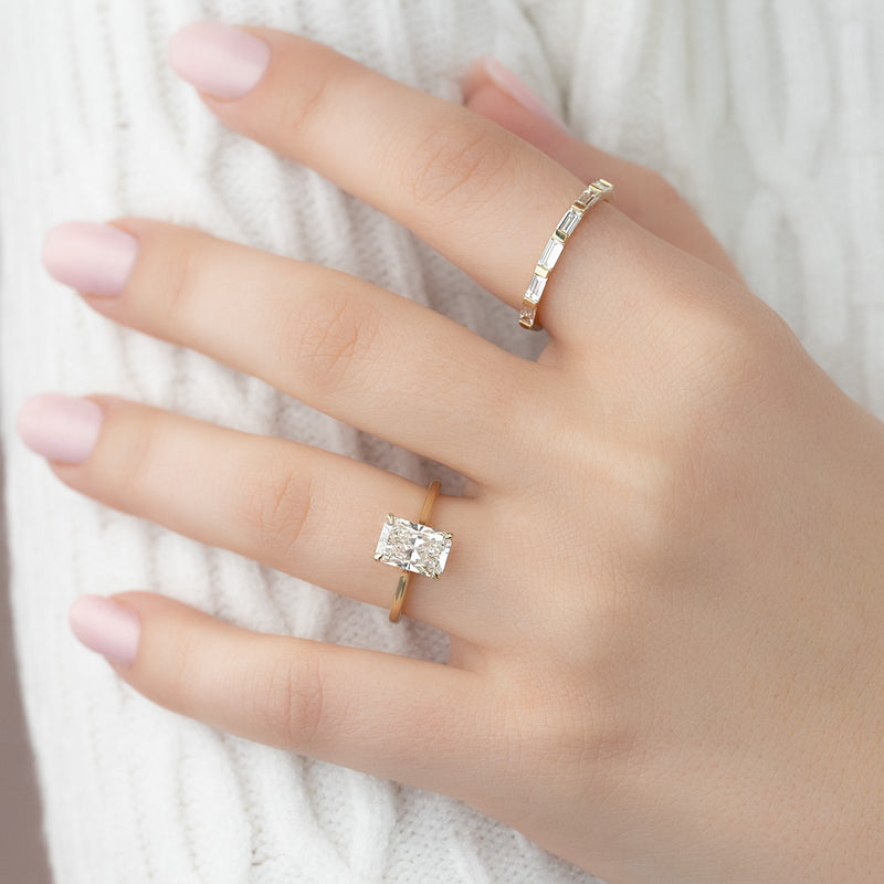 1.0-3.0 CT Radiant  Lab Grown Diamond Solitaire Engagement Ring