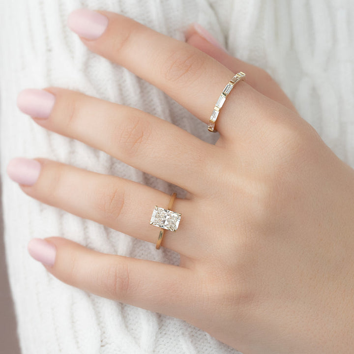 1.0-3.0 CT Radiant  Lab Grown Diamond Solitaire Engagement Ring