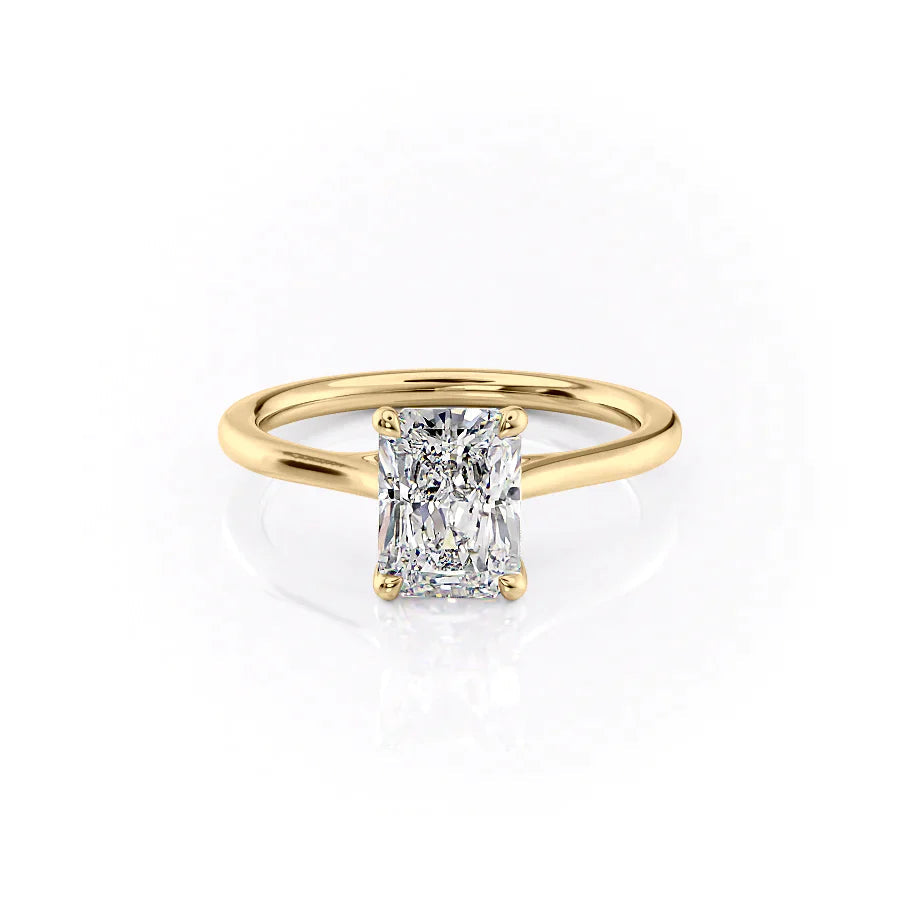 1.0-3.0 CT Radiant  Lab Grown Diamond Solitaire Engagement Ring