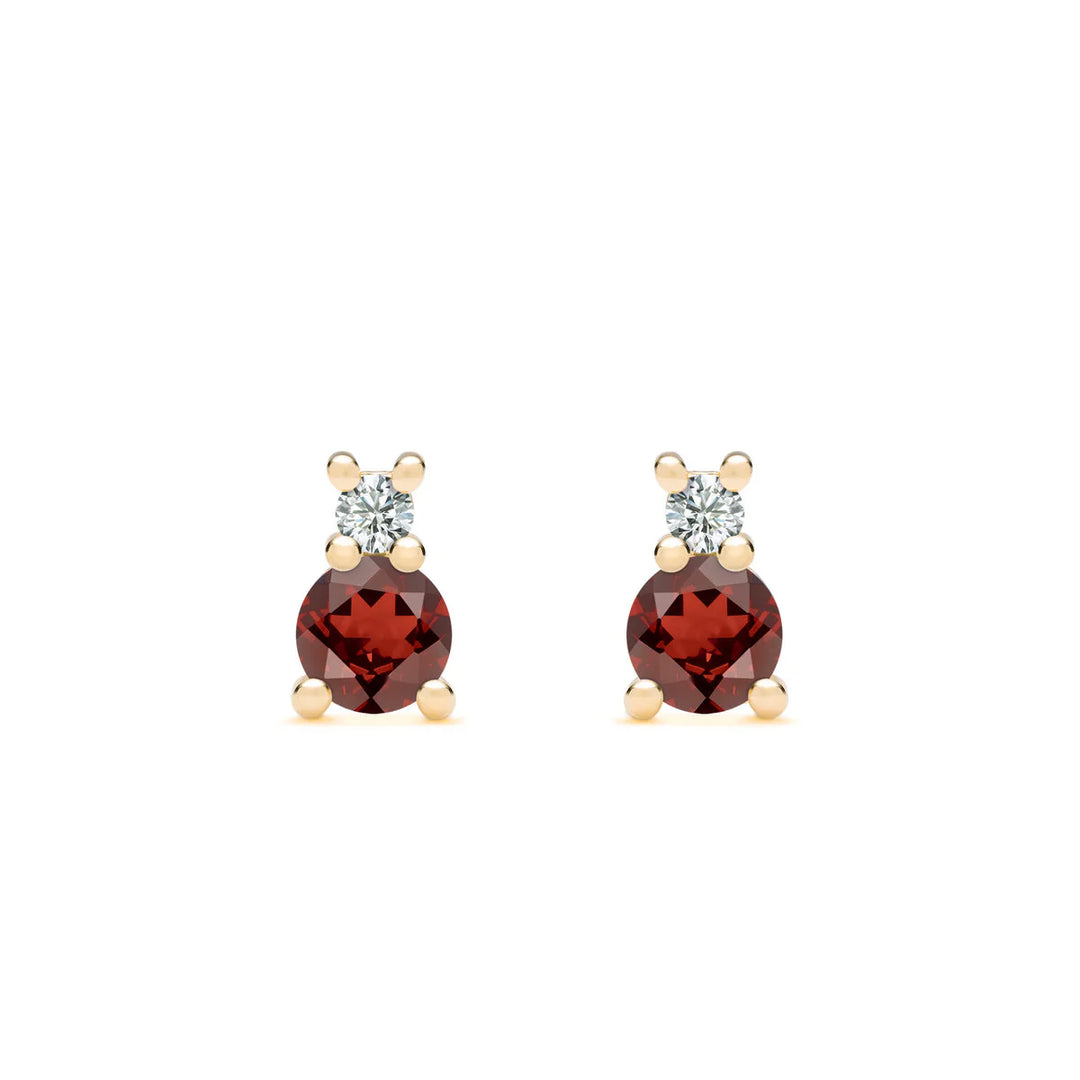 0.80TCW Round Cut Garnet Moissanite Diamond January Birthstone Earrings