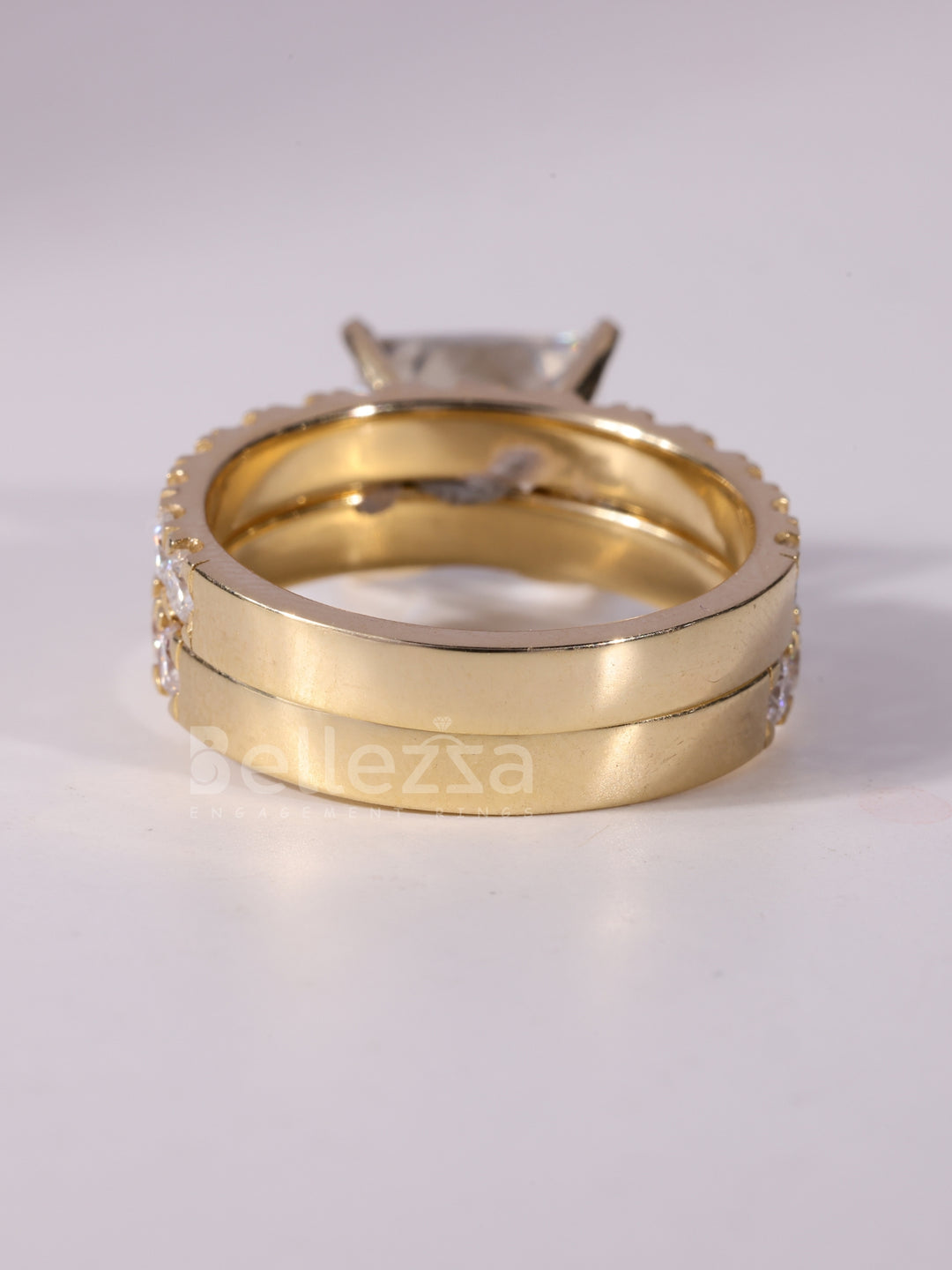 1.0CT Princess Cut Diamond Pave Set Moissanite Bridal Ring Set