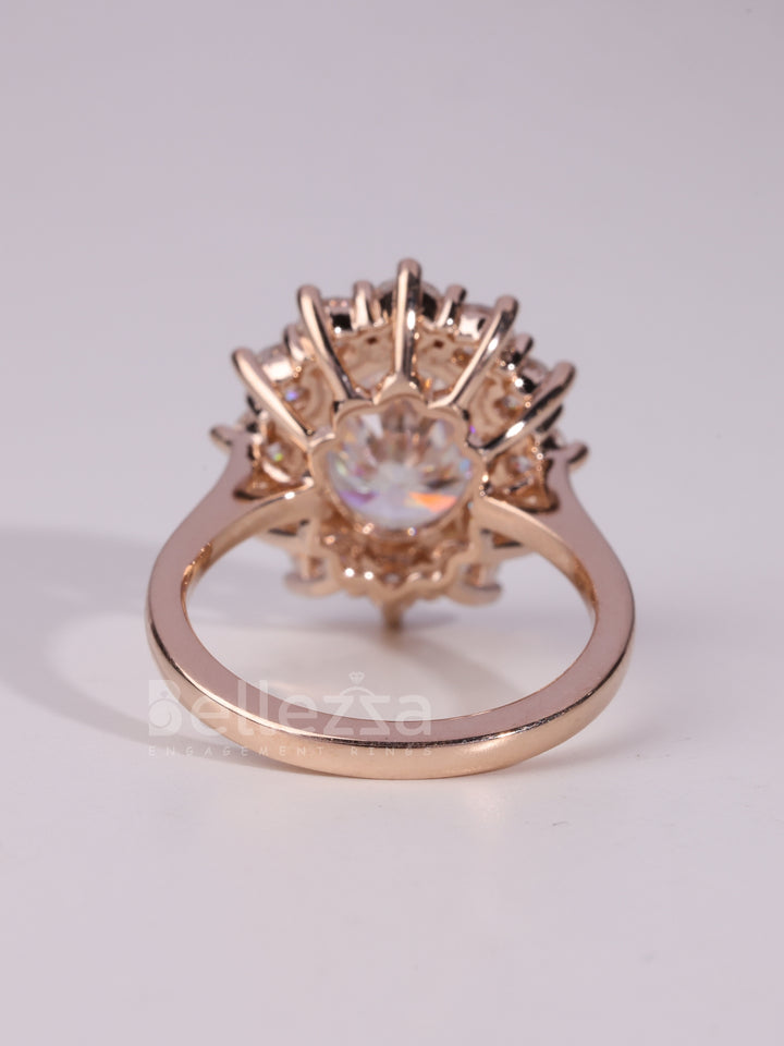 1.50CT-2.50CT Oval Cut Floral Halo Dimaond Engagement Ring