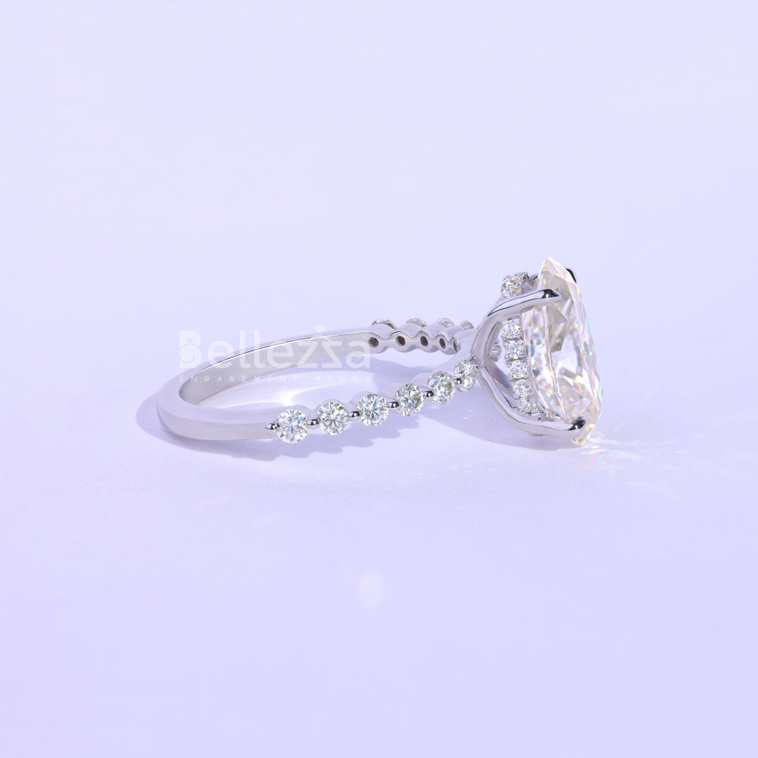 2.50 CT Oval Cut Hidden Halo Moissanite Engagement Ring - Ready To Ship
