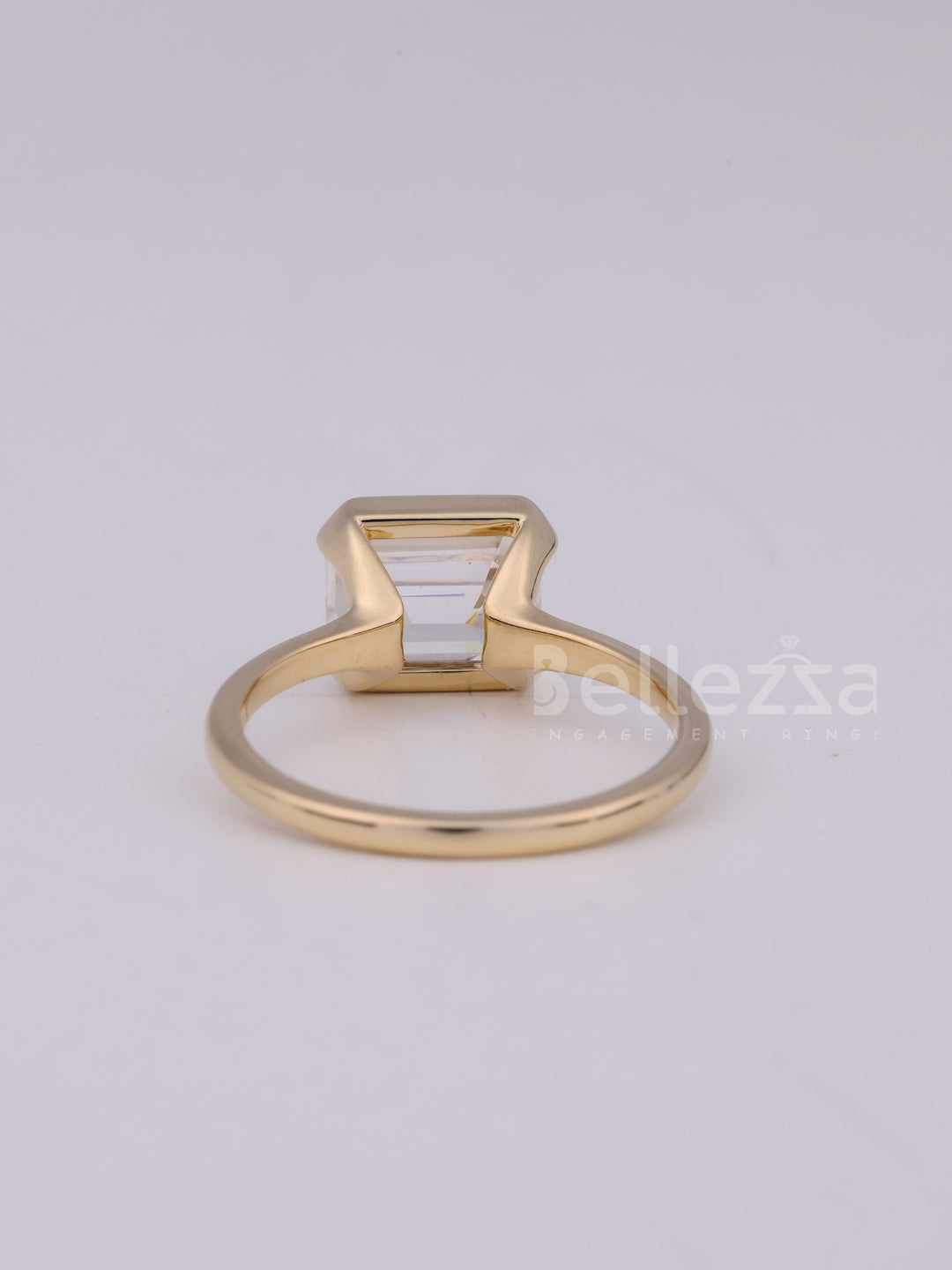 1.50CT East West Emerald Cut Half Bezel Engagement Ring