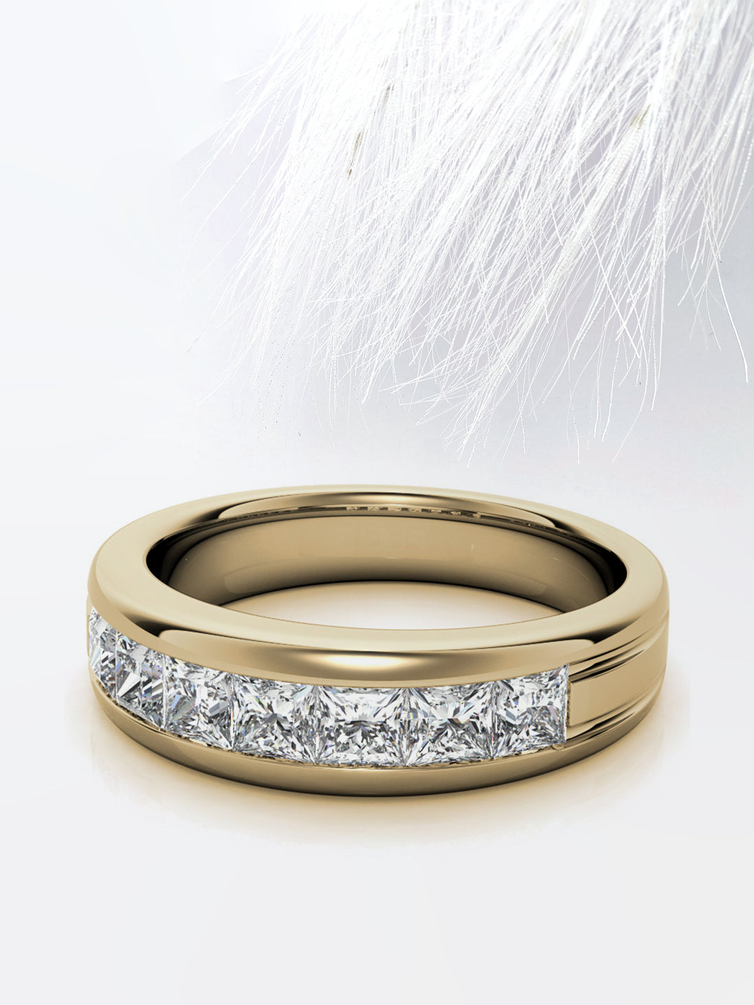 Princess Cut Seven Stone Moissanite Men's Diamond Wedding Band