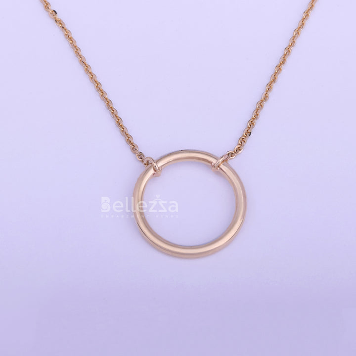 14K Yellow Gold Circle Moissanite Necklace - Ready To Ship