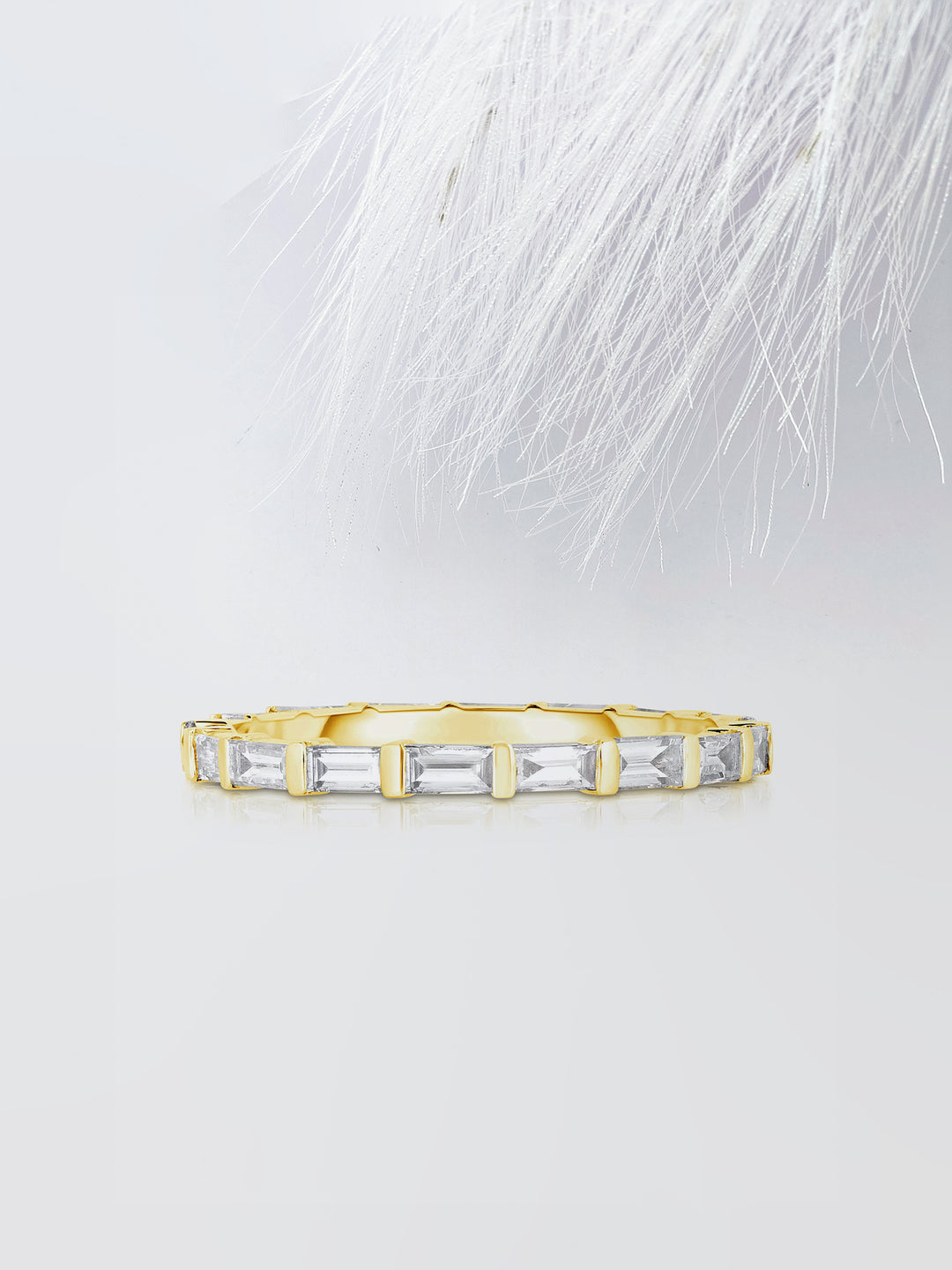 Baguette Cut Bar Eternity Diamond Wedding Band For Women