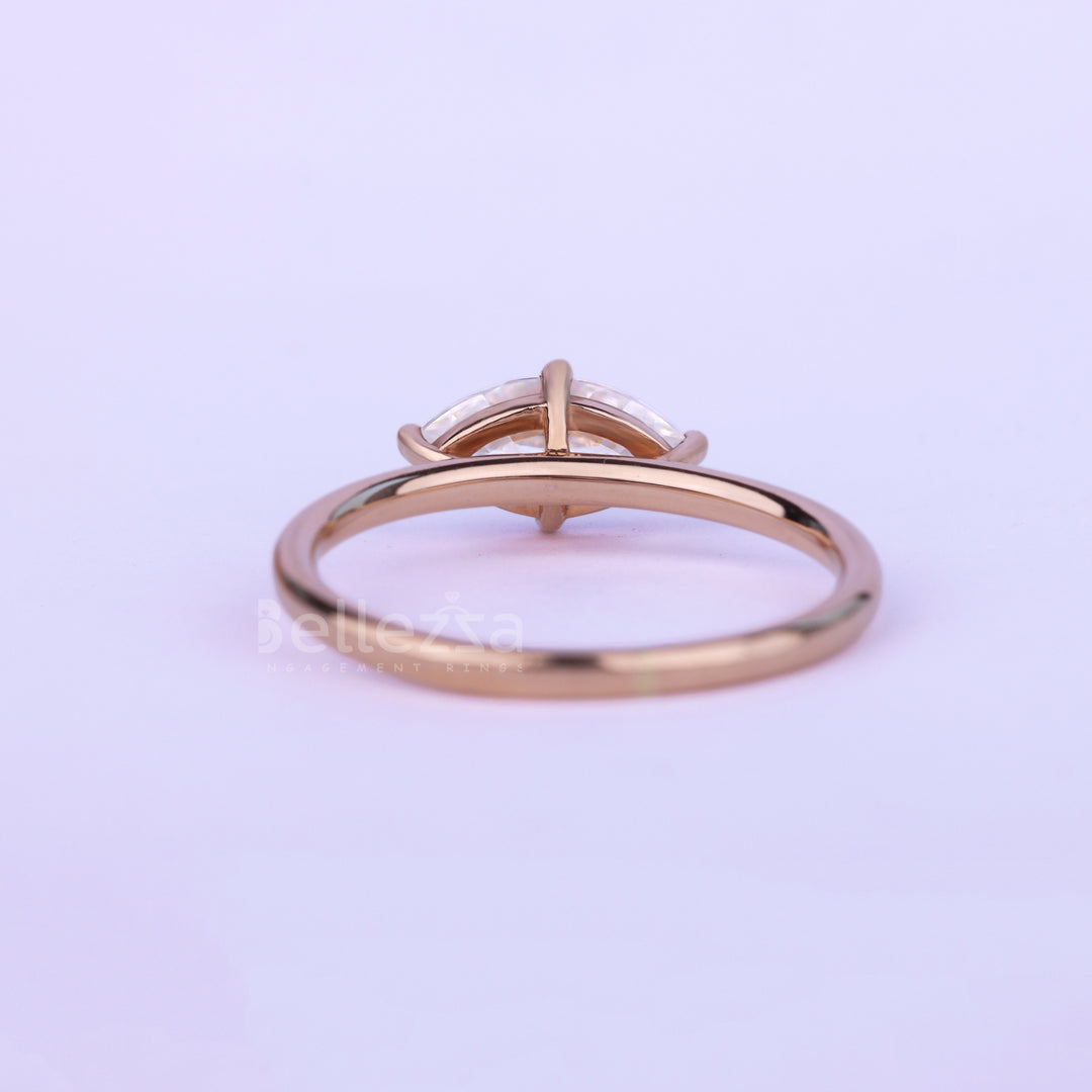0.75CT East-West Marquise Cut Minimalis Solitaire Engagement Ring