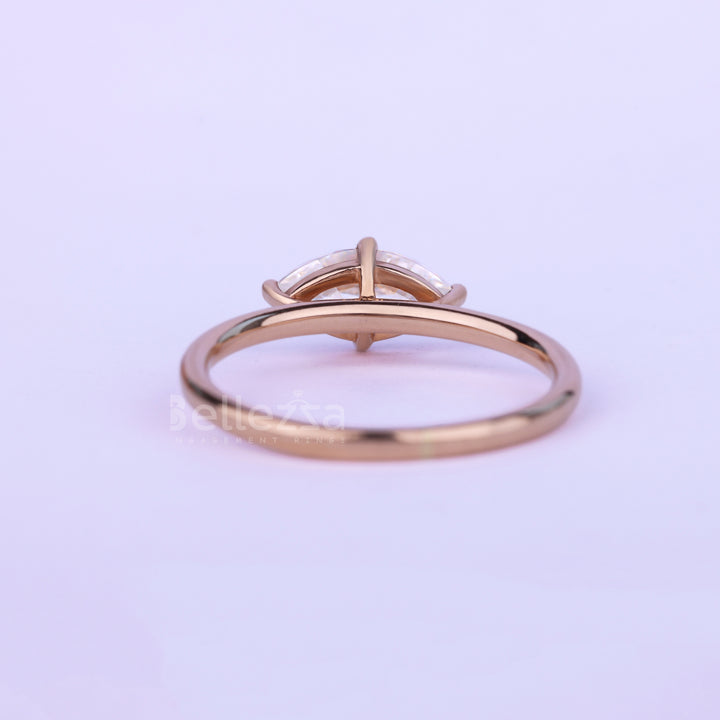 0.75CT East-West Marquise Cut Minimalis Solitaire Engagement Ring