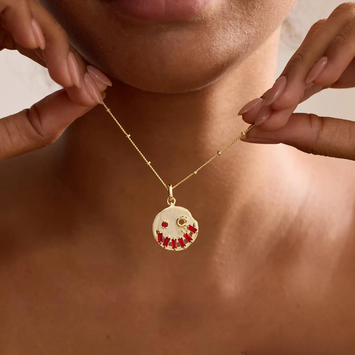 14K Dainty Gold Halloween Skull Necklace for Women
