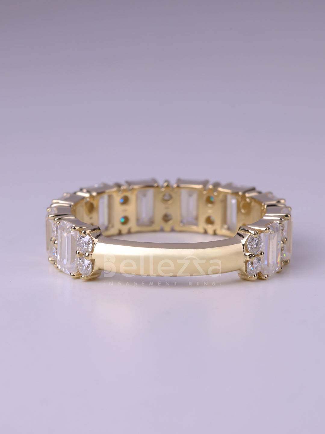 1.50TCW Emerald & Round Diamond Wedding Band