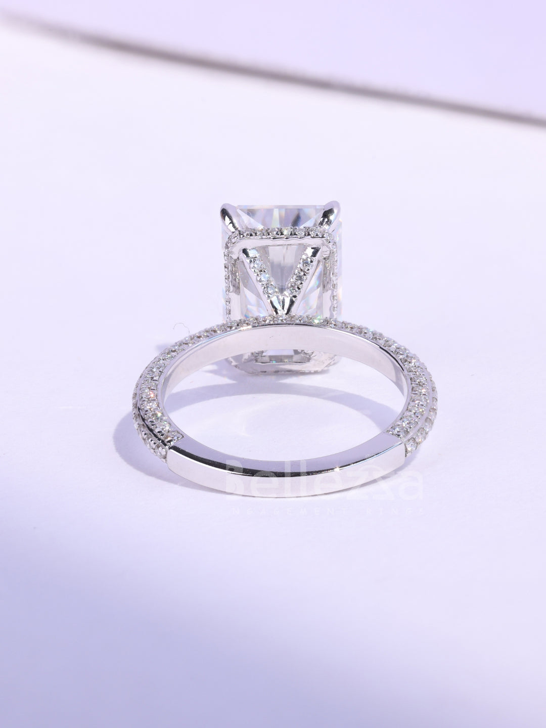 3.0CT Radiant Cut Three Side Pave Setting Moissanite Engagement Ring