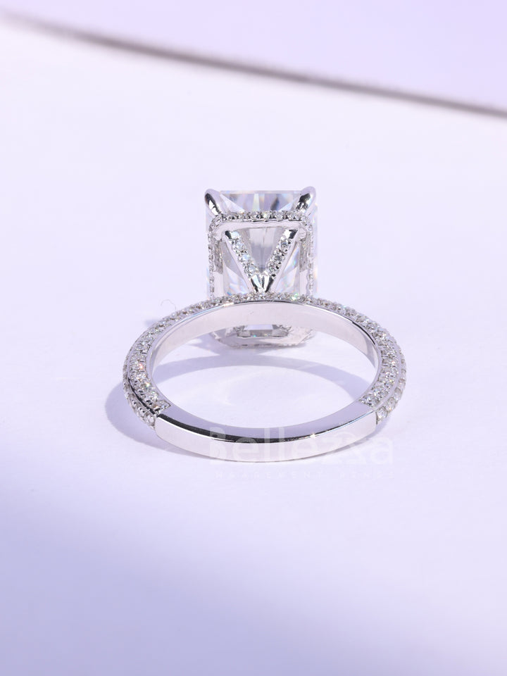 3.0CT Radiant Cut Three Side Pave Setting Moissanite Engagement Ring