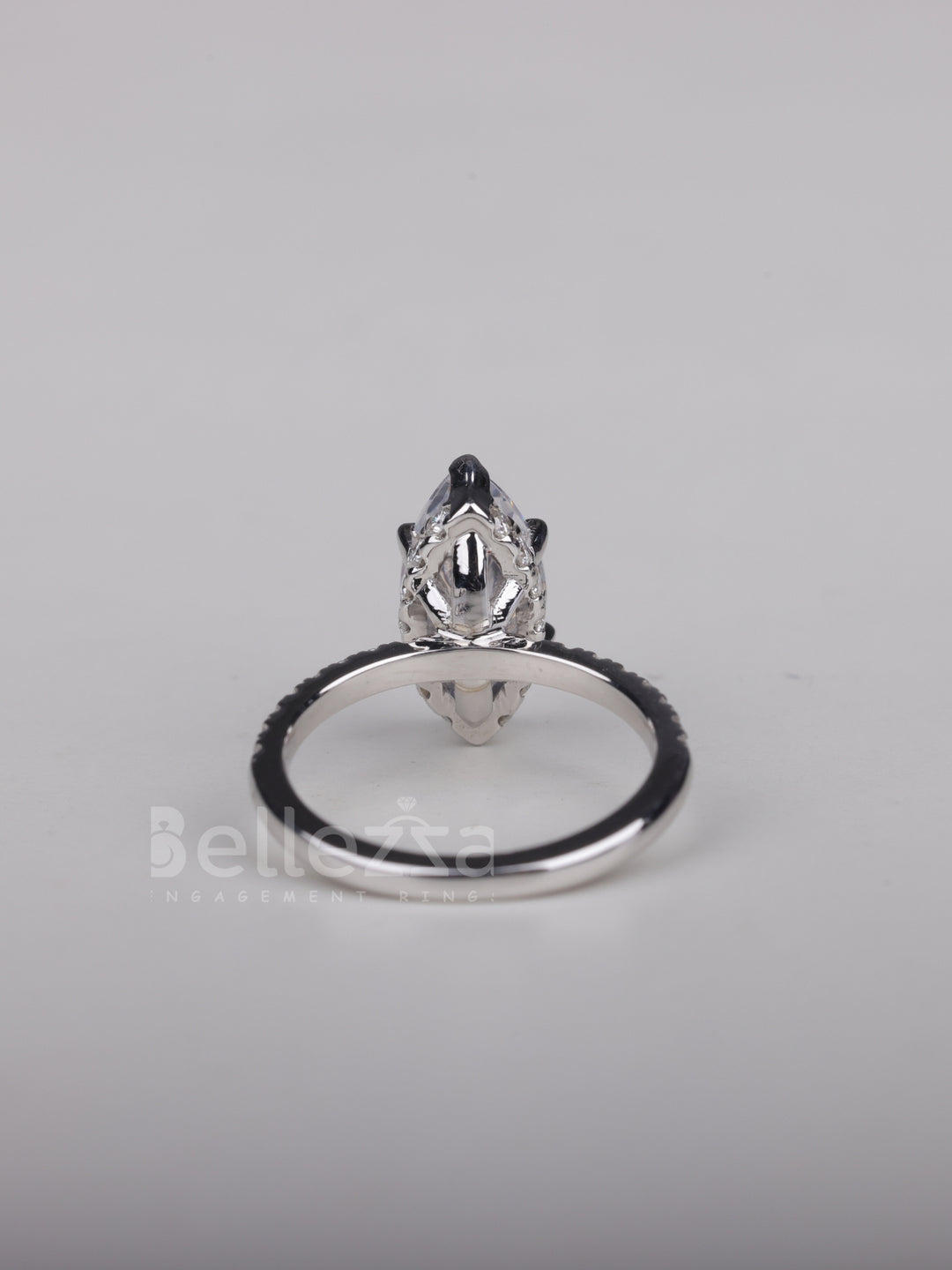 1.0CT Marquise Cut Pave Setting Moissanite Engagement Ring