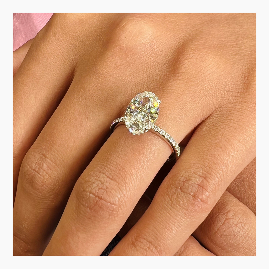 1.50-3.50 CT Oval Pave Diamond Engagement Ring
