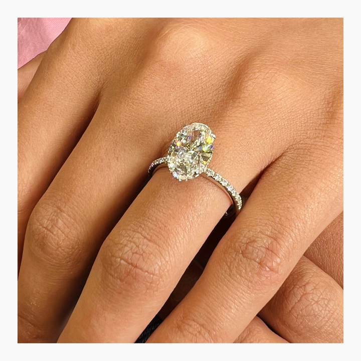 1.50-3.50 CT Oval Pave Diamond Engagement Ring