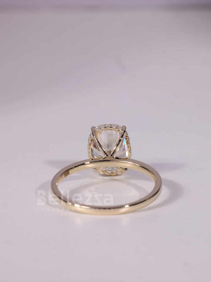 1.50CT-3.50CT Elongated Cushion Cut Hidden Halo Engagement Ring