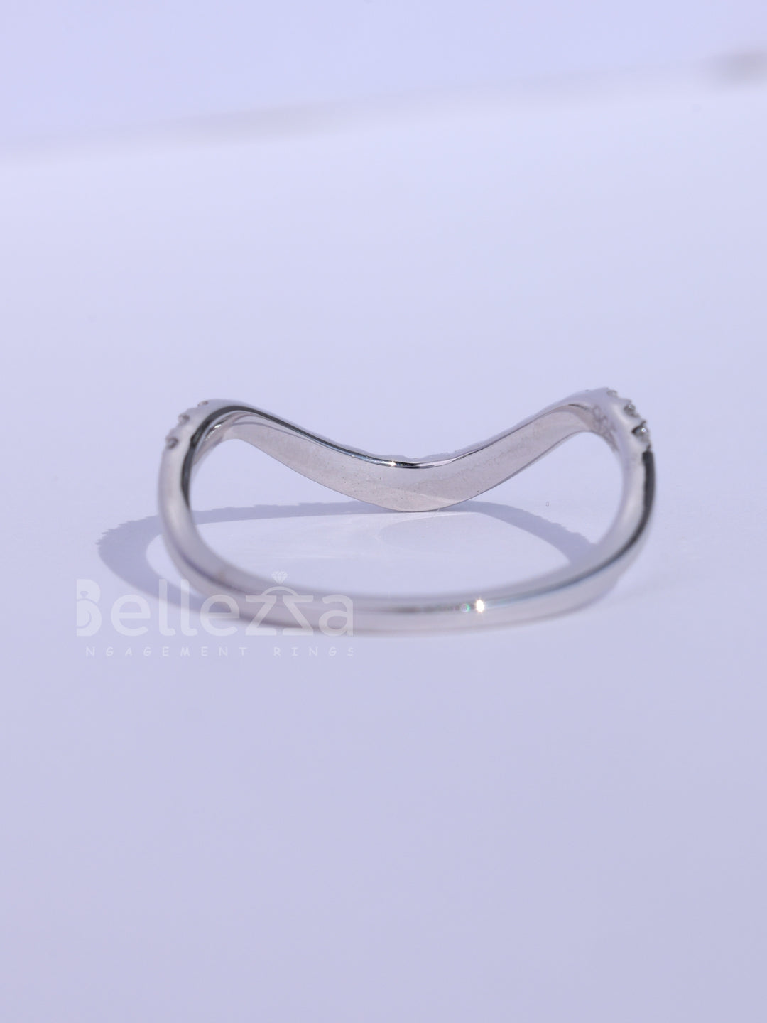 Round Cut Half Eternity Curved Moissanite Wedding Band