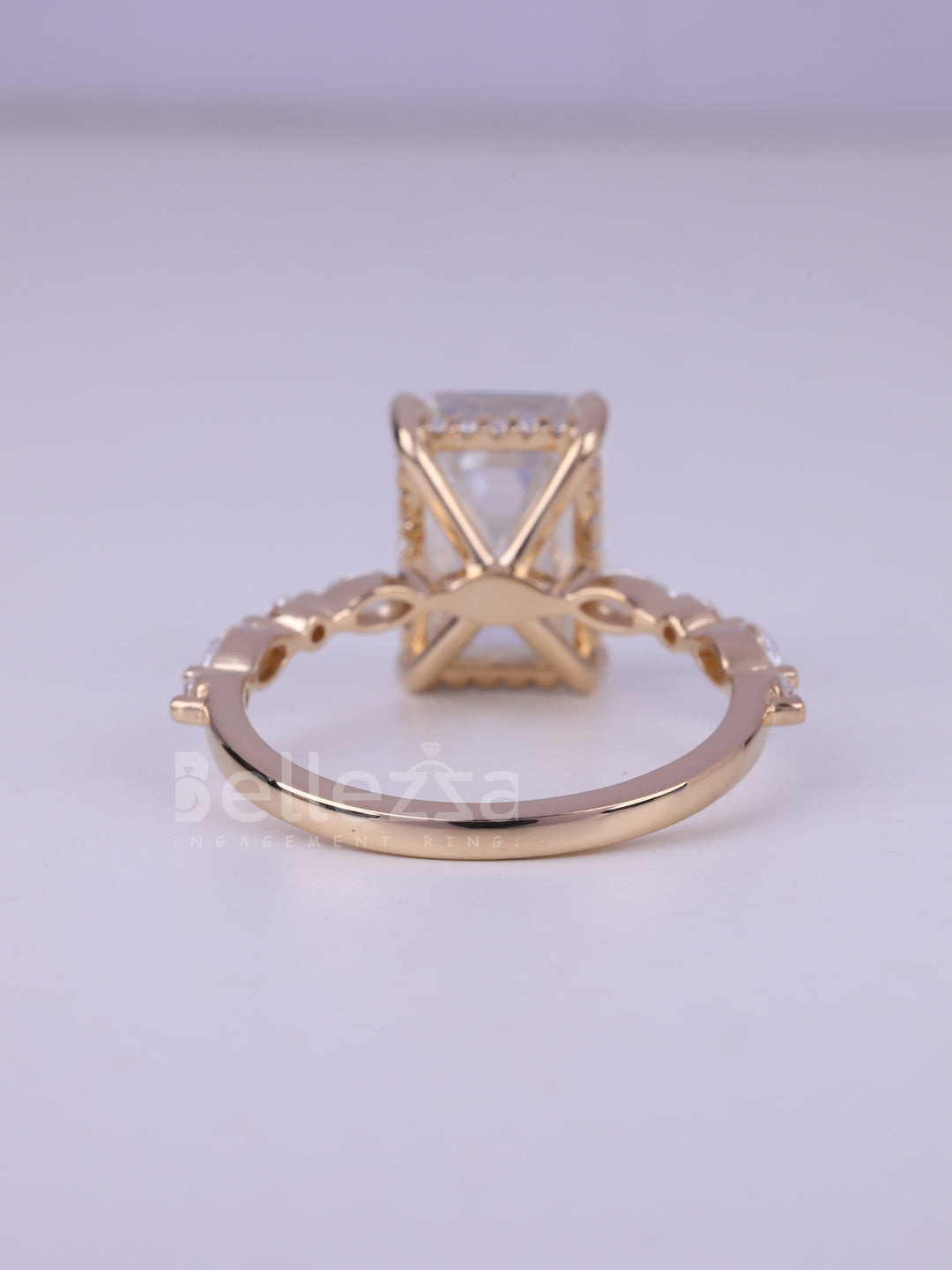 2.0CT Emerald Cut Pave Setting Unique Engagement Ring