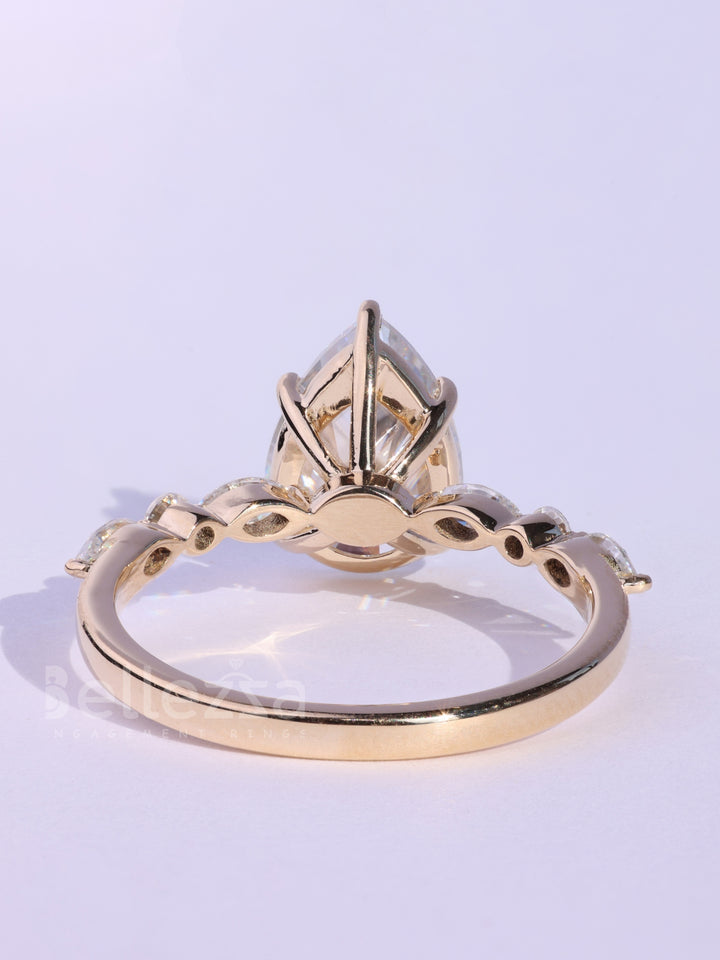 1.50CT Pear Cut Diamond Moissanite Pave Setting Engagement Ring