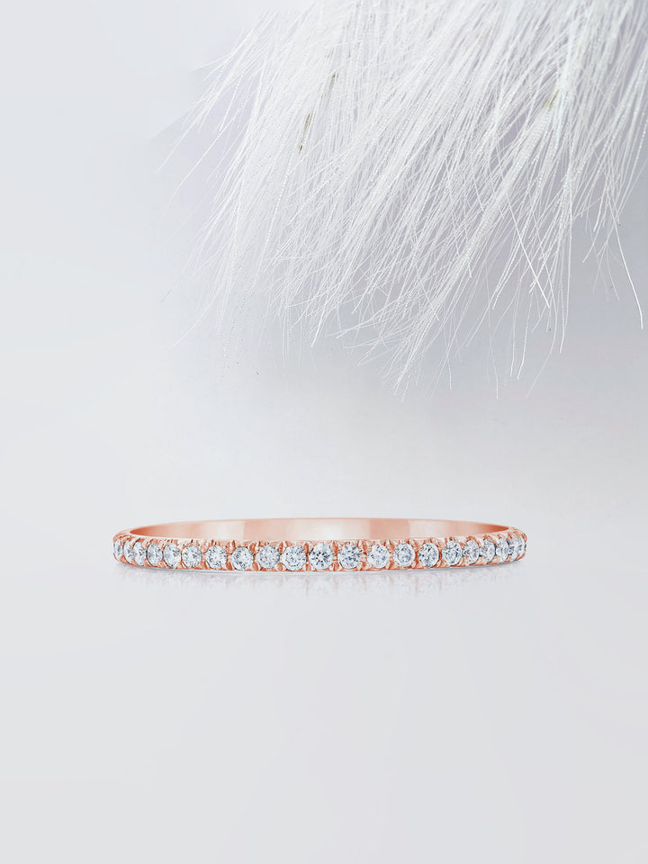 Round Cut Micro Pave Eternity Diamond Wedding Band For Women