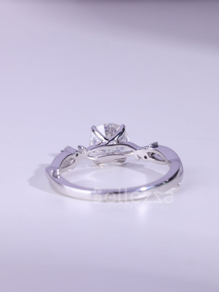 1.0CT Round Cut Diamond Nature Inspired Moissanite Engagement Ring