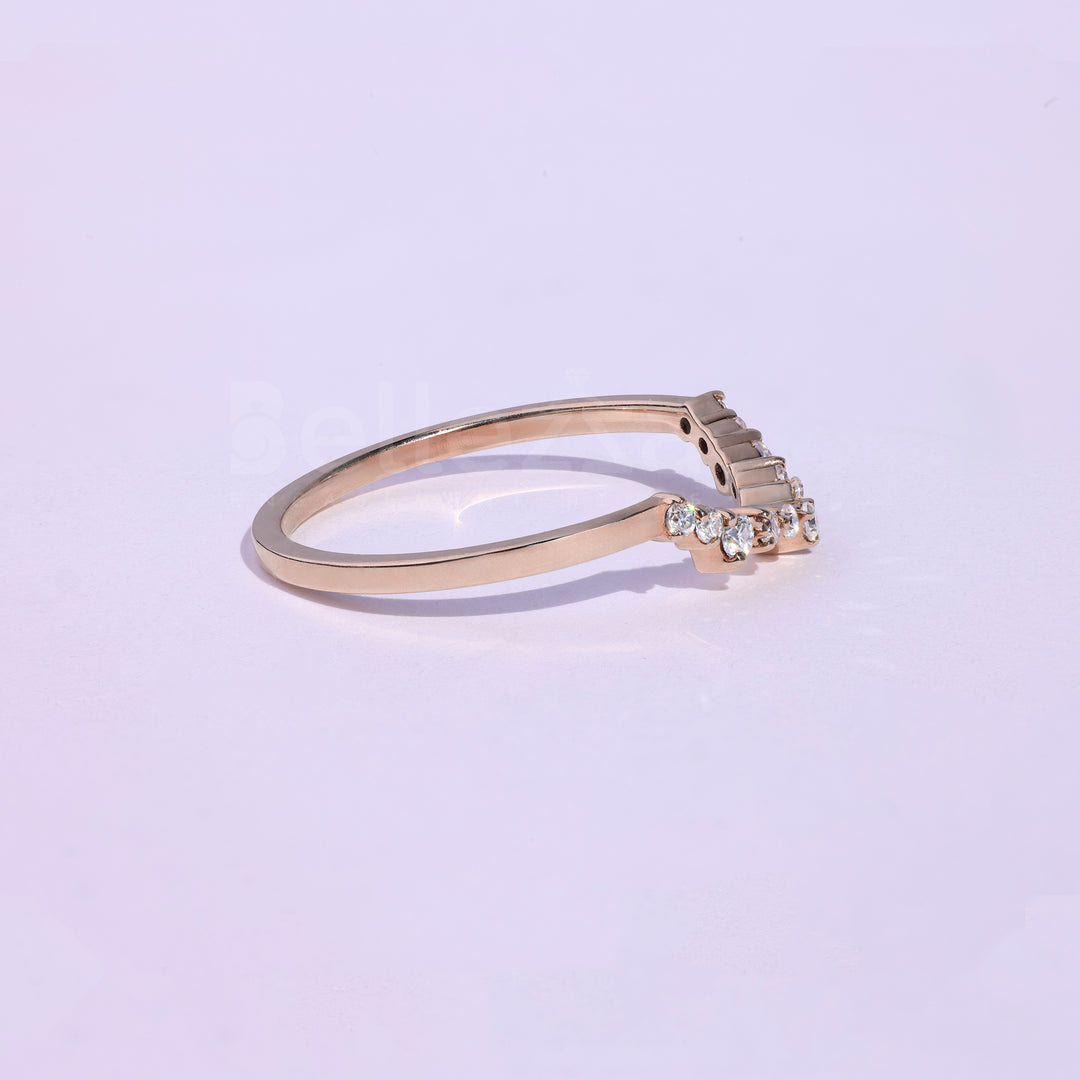 Round Brilliant Diamond Curved Wedding Band - Ready to Ship