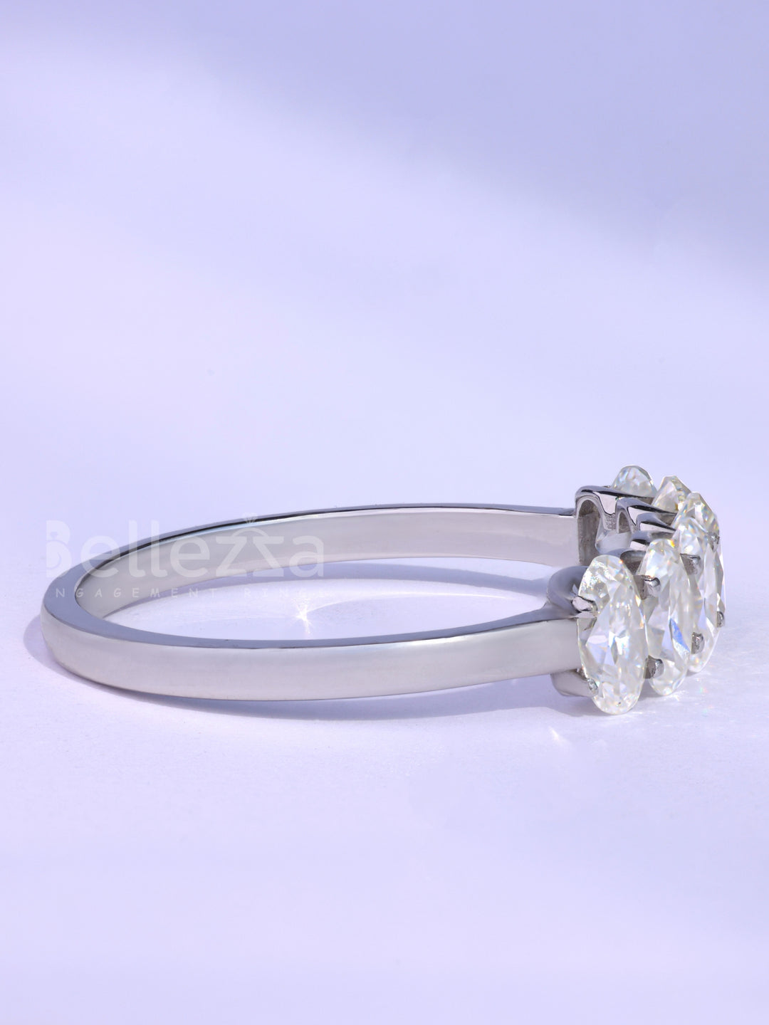 Oval Cut Six Diamond Moissanite Wedding Band