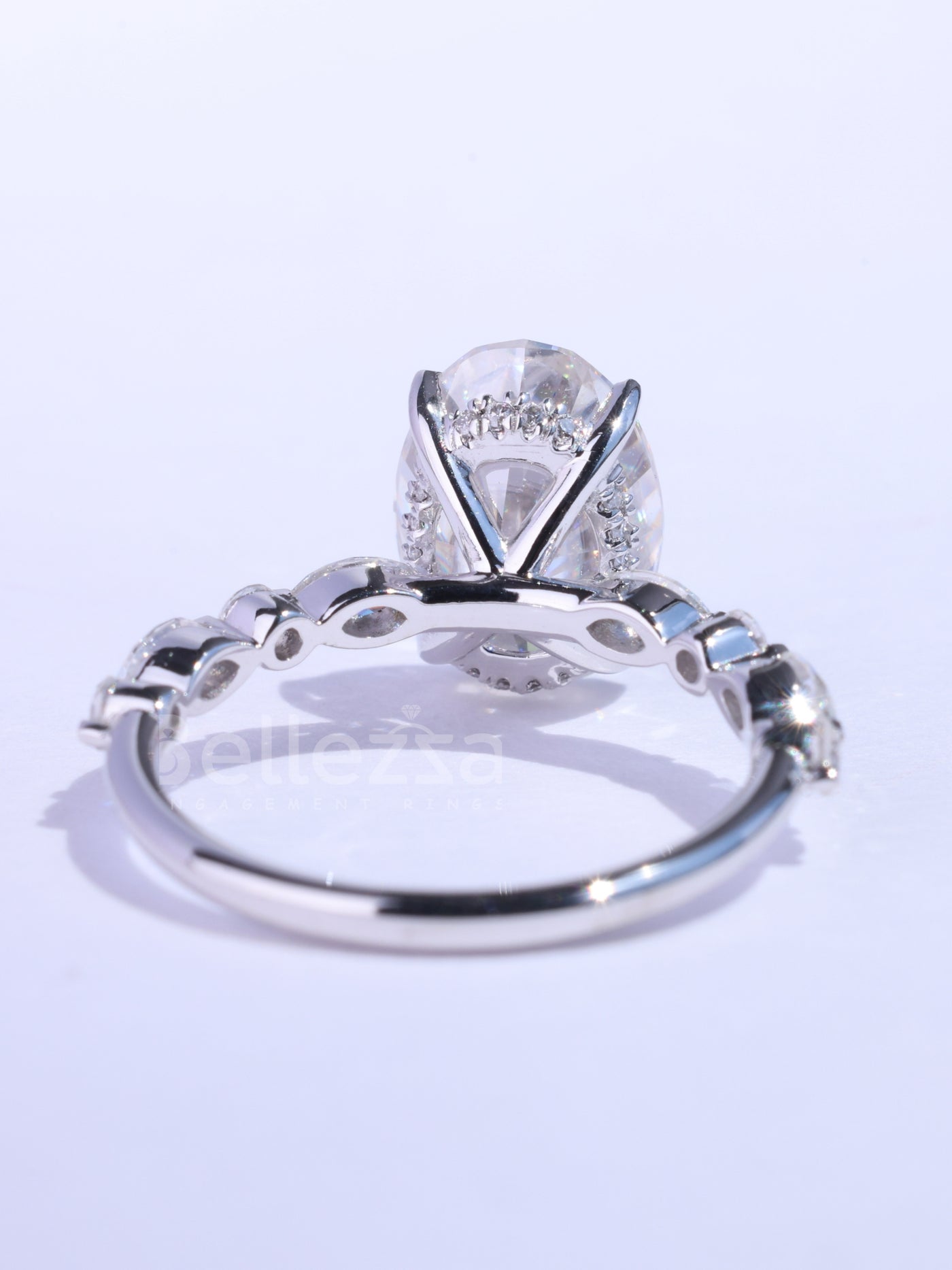 1.50CT Oval Cut Pave Setting Moissanite Engagement Ring