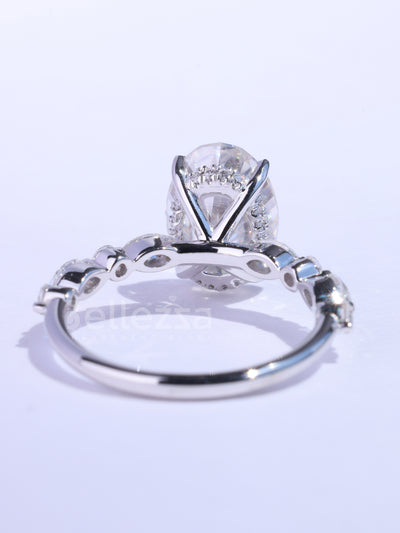 1.50CT Oval Cut Pave Setting Moissanite Engagement Ring