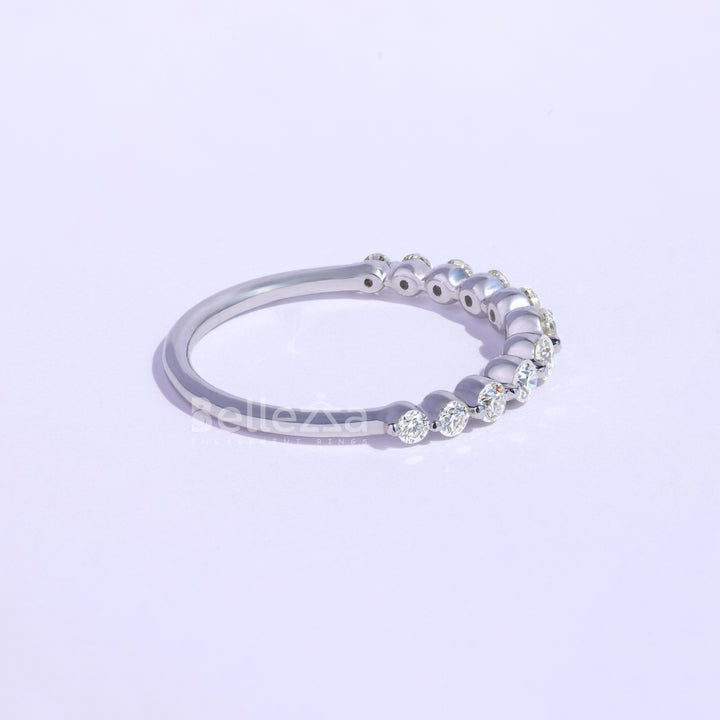 Round Cut Half Eternity Moissanite Wedding Band - Ready To Ship