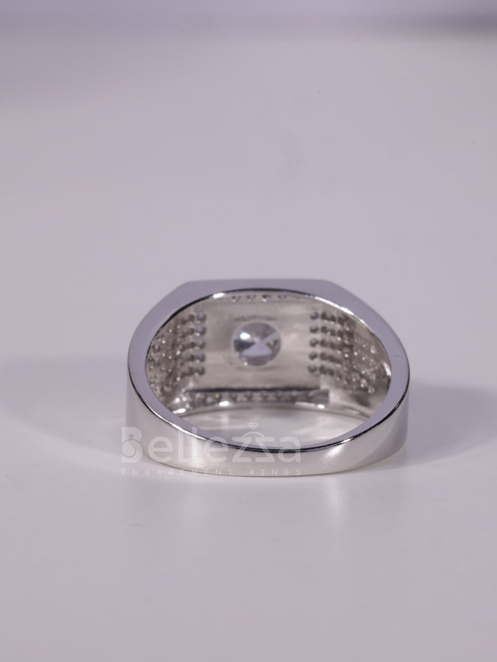 0.50CT Round Cut Cluster Diamond Men's Moissanite Engagement Ring