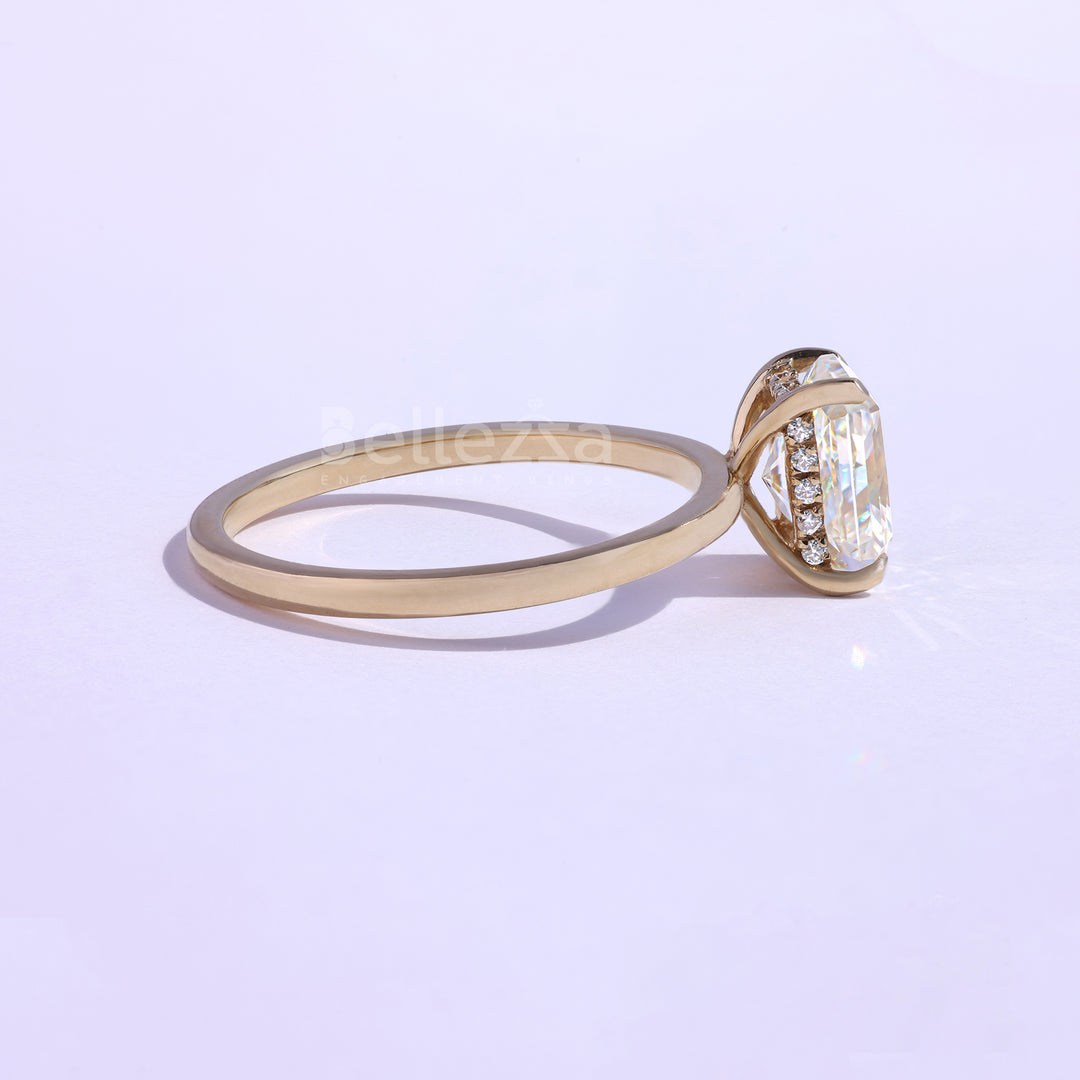 1.50CT Radiant Cut Moissanite Hidden Halo Engagement Ring - Ready to Ship