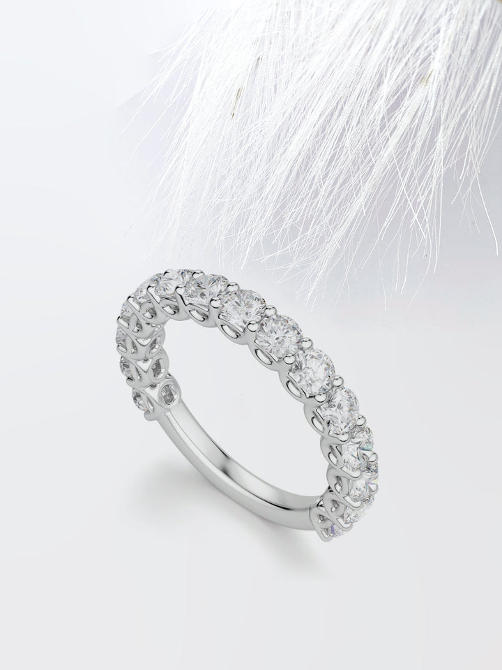 Round Cut Semi Eternity (3\4) Diamond Wedding Band For Women