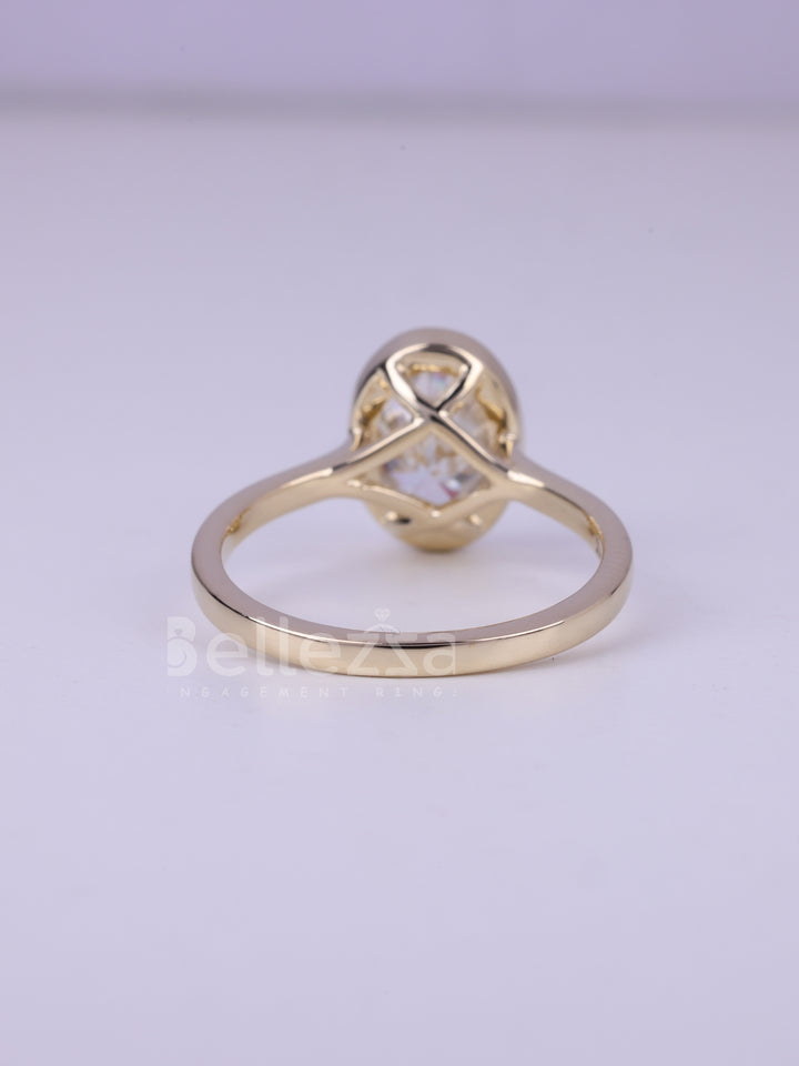 2.0CT Oval Cut Bezel Setting Moissanite Engagement Ring