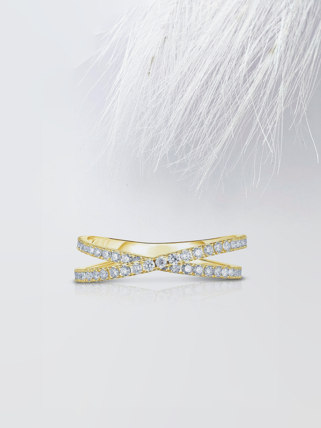 Round Cut Criss Cross Diamond Wedding Band For Women