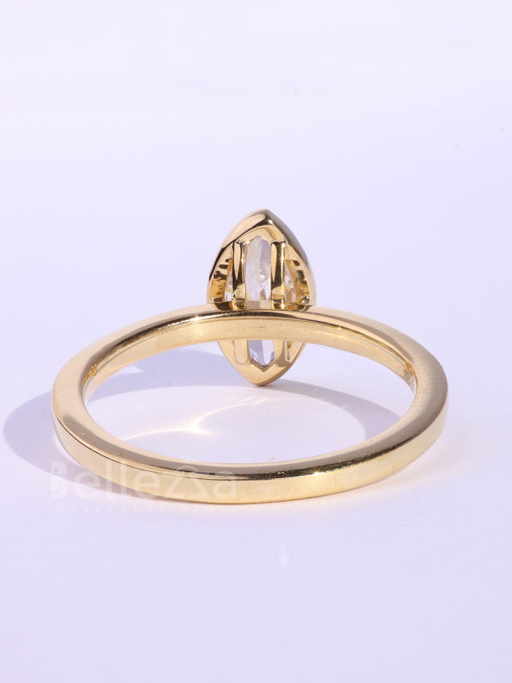 1.0CT Marquise Cut Bezel Setting Moissanite Engagement Ring