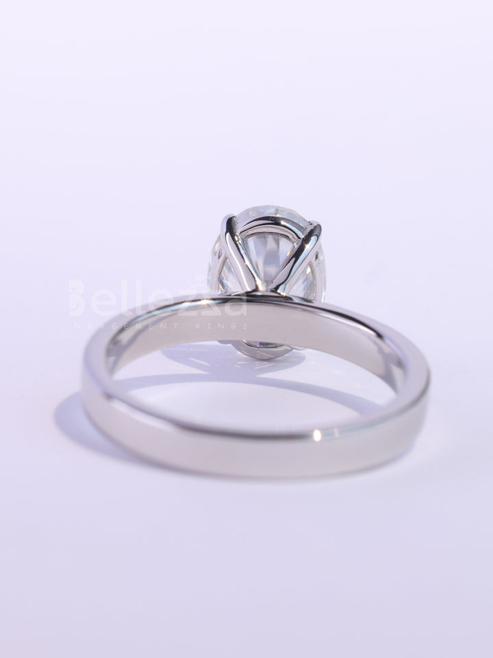 1.0CT Oval Cut Classic Solitaire Wide Band Engagement Ring