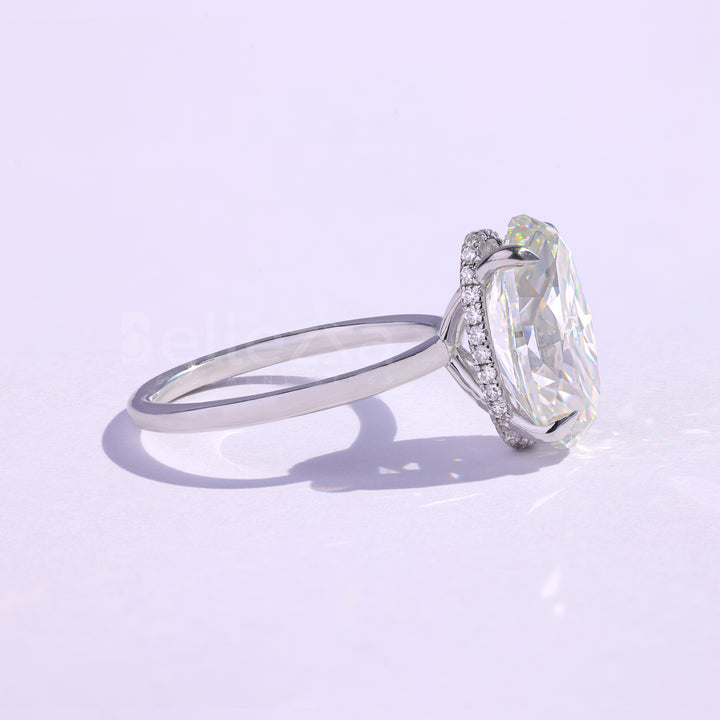3.0CT Oval Cut Moissanite Hidden Halo Engagement Ring - Ready to ship