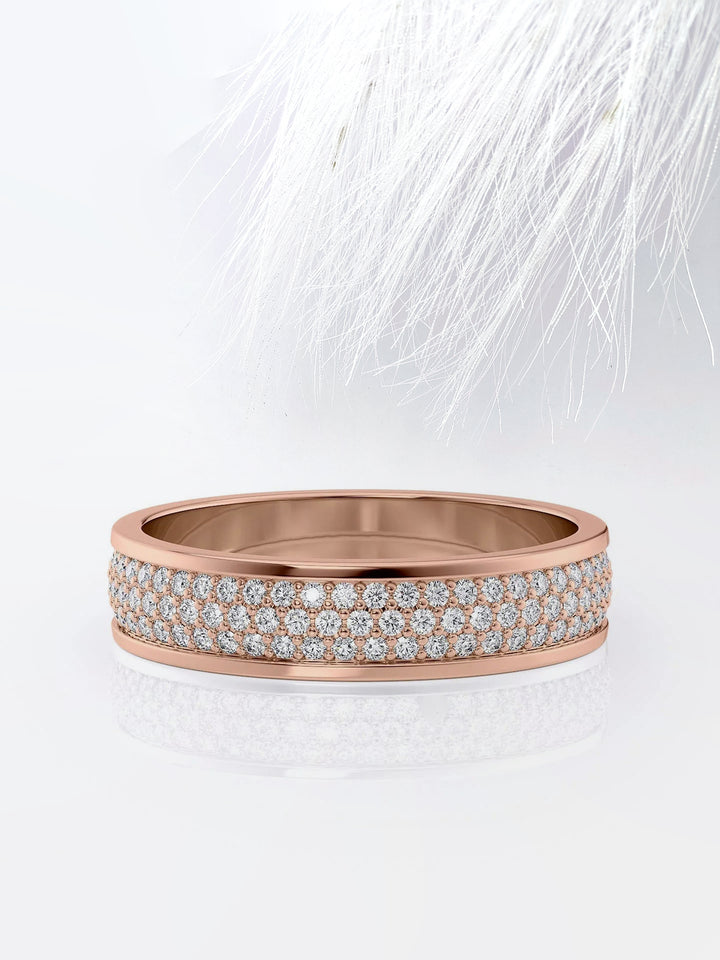 Round Cut Three Row Channel Moissanite Men's Diamond Wedding Band