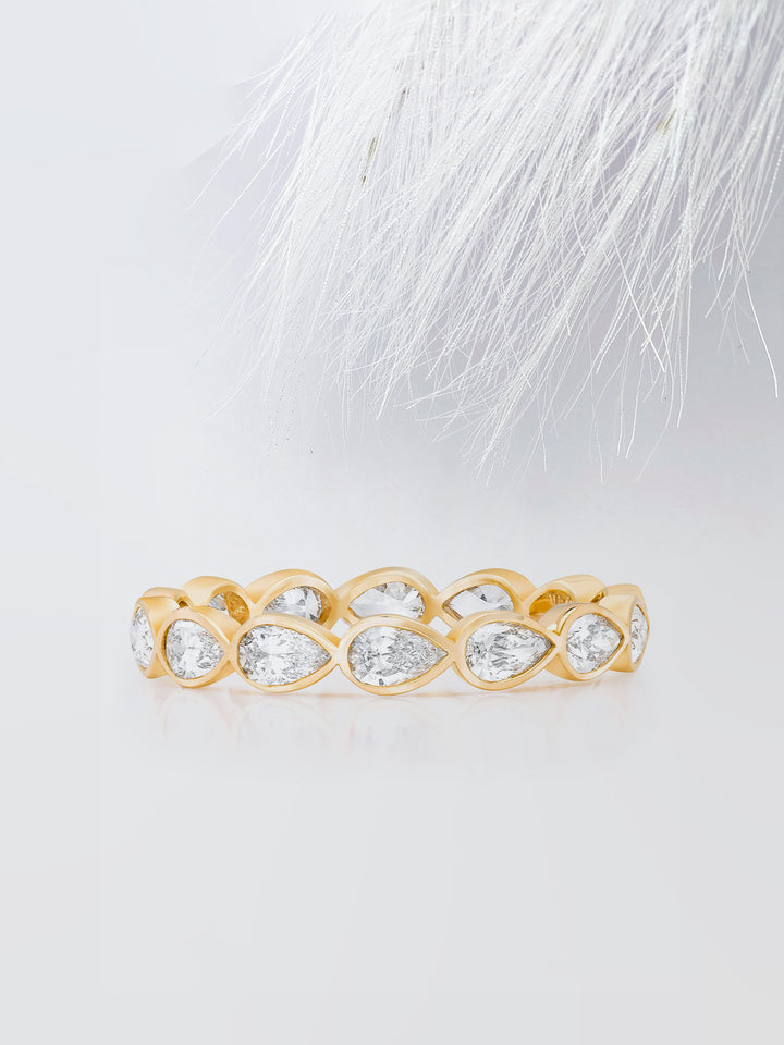 Pear Cut Bezel Diamond Wedding Band For Women