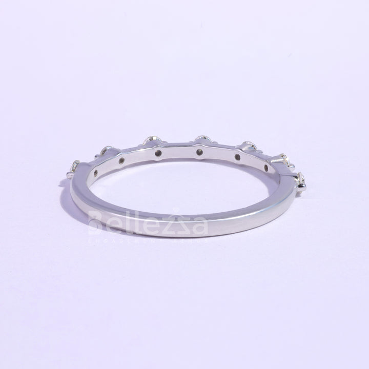 Round Cut Petite Pave Setting Moissanite Wedding Band - Ready To Ship