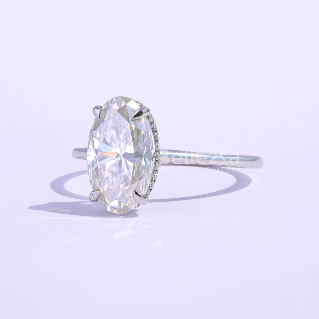 3.25CT Oval Cut Hidden Halo Engagemetn Ring - Ready To Ship