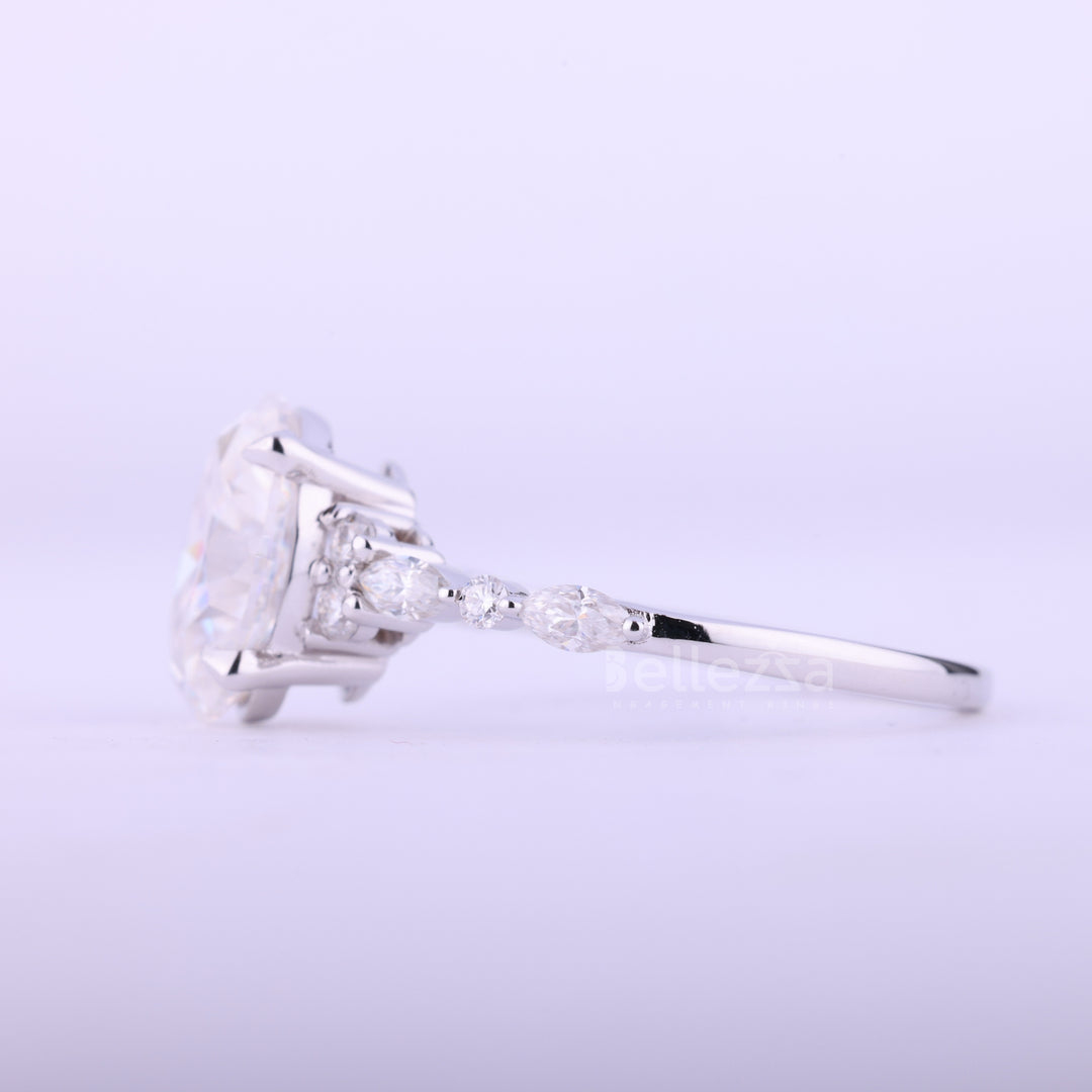 1.50CT Oval Cut Cluster Diamond Moissanite Engagement Ring