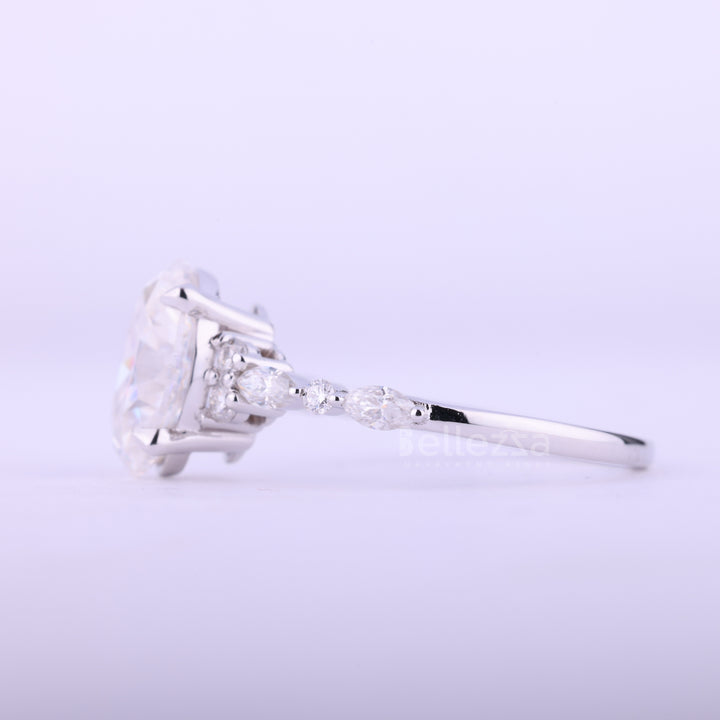 1.50CT Oval Cut Cluster Diamond Moissanite Engagement Ring