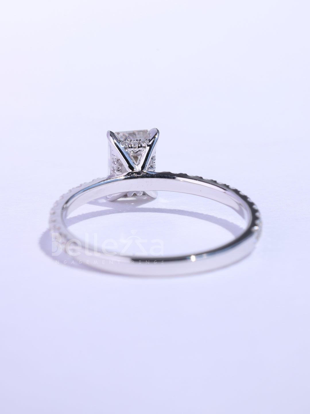 1.0CT Emerald Cut Pave Setting Moissanite Engagement Ring